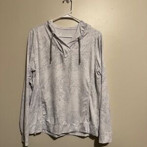 Free Country Women's L Gray Print Hoodie Long Sleeve Lightweight Athletic